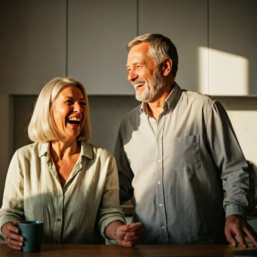 Couple de seniors autonomes dans leur cuisine
